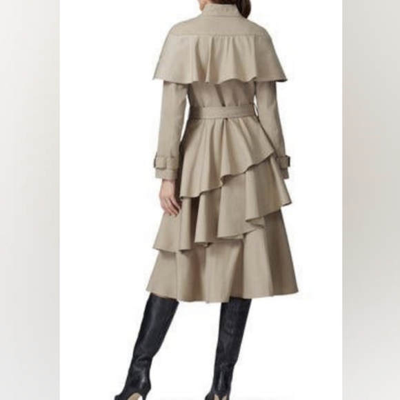 Osman Tiered Ruffle Trench Coat XS - Picture 3 of 15